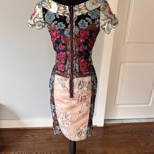 Byron Lars Multicolor Lace Midi Dress